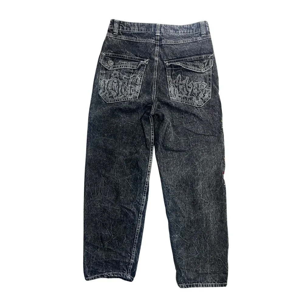 Ninth Hall Ambush Cotton Baggy Jeans Panther Snake Embroidered Denim Pants Black